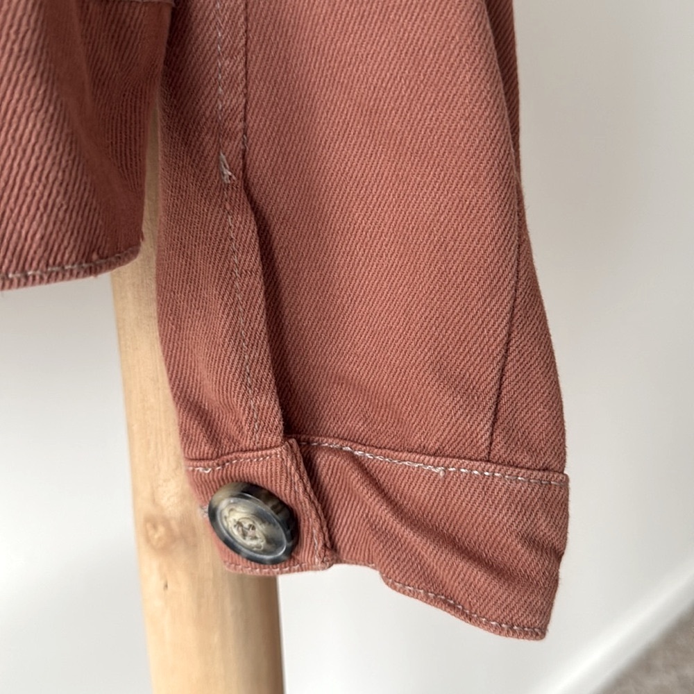 Free People Eisenhower Slouchy Boho Denim Button Up Fall Jacket Terracotta S - Picture 9 of 12